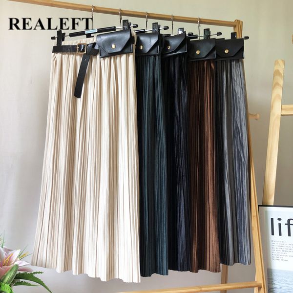 autumn winter velvet skirts with belt high waist women's pleated long chic korean style female 210428, Black
autumn winter velvet skirts with belt high waist women's pleated long chic korean style female 210428, Black