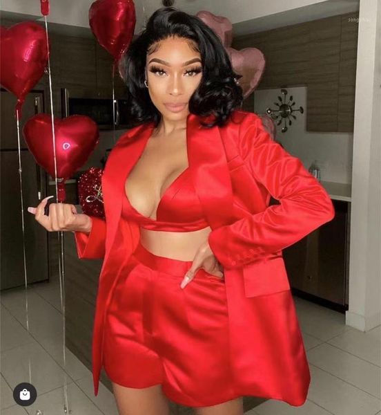 women's tracksuits high street trendy red three pieces bandage suit vintage elegant v neck celebrity party satin blazer shorts set, Gray
women's tracksuits high street trendy red three pieces bandage suit vintage elegant v neck celebrity party satin blazer shorts set, Gray