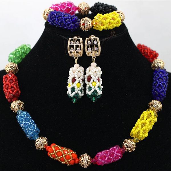 earrings & necklace 2021 multicolor crystal choker set for lady handmade african beaded jewelry large stock qw214, Silver
earrings & necklace 2021 multicolor crystal choker set for lady handmade african beaded jewelry large stock qw214, Silver