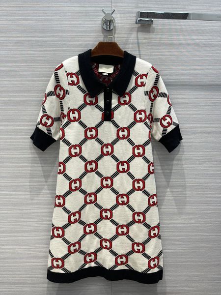 designer dress 2021 autumn winter short sleeve lapel neck print fashion brand same style skirts 0923-5, Black;pink