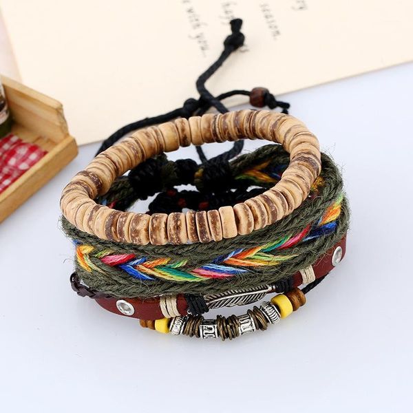 charm bracelets 3pcs/set boho gypsy hippie punk wooden beige coconut wood beads brown leather cord wrap macrame set for man, Golden;silver
charm bracelets 3pcs/set boho gypsy hippie punk wooden beige coconut wood beads brown leather cord wrap macrame set for man, Golden;silver