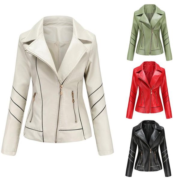 women's jackets women leather jacket spring autumn fashion stand collar motor biker coat pu outwear fall black red 2021, Black;brown
women's jackets women leather jacket spring autumn fashion stand collar motor biker coat pu outwear fall black red 2021, Black;brown