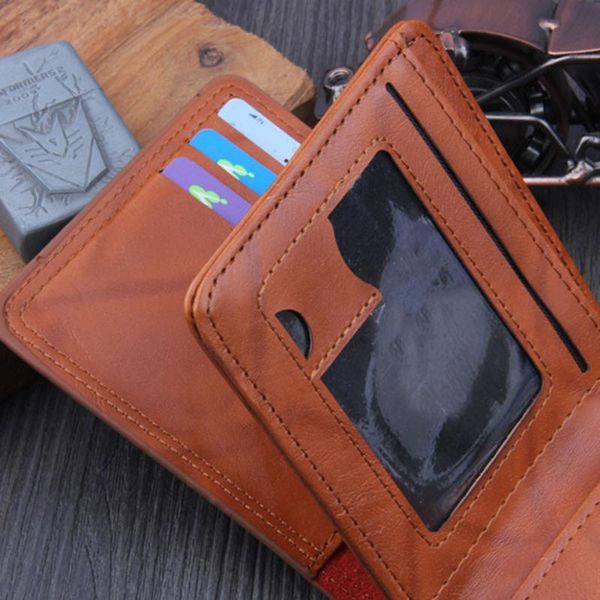 mens wallet brown leather bifold po short slim male purses money holders wallets, Red;black
mens wallet brown leather bifold po short slim male purses money holders wallets, Red;black