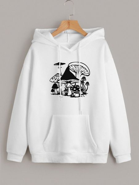 mushroom print drop shoulder kangaroo pocket drawstring thermal hoodie o3hh#, White;black
mushroom print drop shoulder kangaroo pocket drawstring thermal hoodie o3hh#, White;black