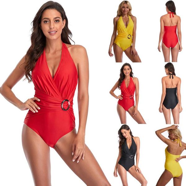 women's swimwear 2021 large size conservative swimsuit one piece halter retro, White;black
women's swimwear 2021 large size conservative swimsuit one piece halter retro, White;black