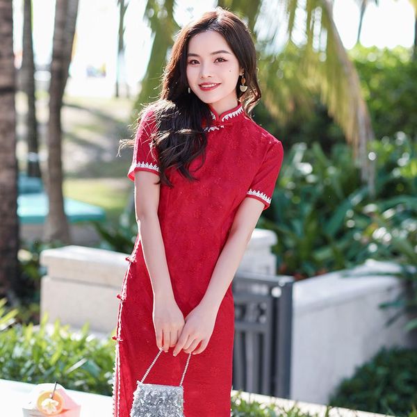 women red lace mandarin collar qipao evening party dress chinese style improved cheongsam vestidos oversize s-3xl ethnic clothing
women red lace mandarin collar qipao evening party dress chinese style improved cheongsam vestidos oversize s-3xl ethnic clothing