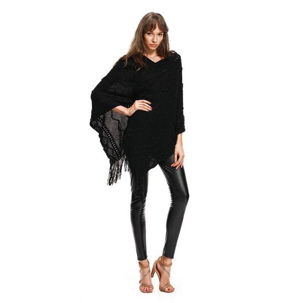 women's sweaters women wavy stripes knit batwing sweater fringe tassels cloak poncho pullover d08e, White;black
women's sweaters women wavy stripes knit batwing sweater fringe tassels cloak poncho pullover d08e, White;black