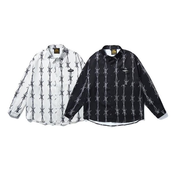 spring/autumn street shirt men long sleeved casual fashion loose wire prints turn down collar camisa hombre shirts men's, White;black
spring/autumn street shirt men long sleeved casual fashion loose wire prints turn down collar camisa hombre shirts men's, White;black