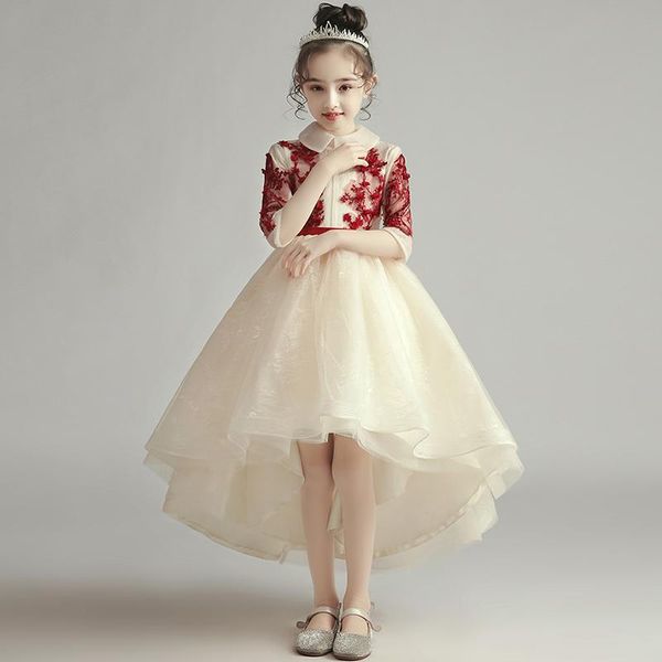girl's dresses flower girl dress illusion o-neck sequined appliques embroidery half princess knee-length tulle lace luxury kids party g, Red;yellow
girl's dresses flower girl dress illusion o-neck sequined appliques embroidery half princess knee-length tulle lace luxury kids party g, Red;yellow