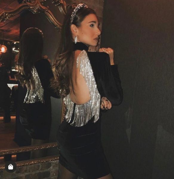 casual dresses women designer bling tassel full sleeve black night club mini backless evening celebrity party vestido 4zys, Black;gray
casual dresses women designer bling tassel full sleeve black night club mini backless evening celebrity party vestido 4zys, Black;gray