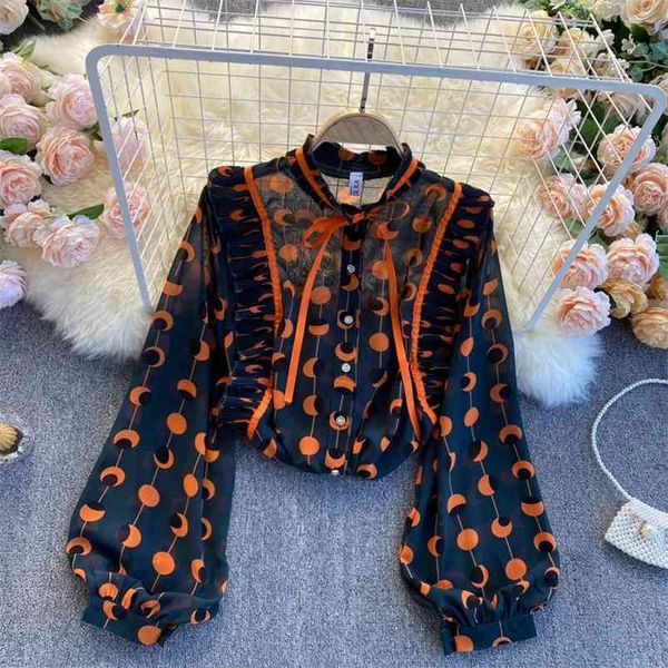 spring chiffon blouse female pleated wood ear slim puff sleeve stand collar blusa color matching polka dot shirt c433 210507, Black;white
spring chiffon blouse female pleated wood ear slim puff sleeve stand collar blusa color matching polka dot shirt c433 210507, Black;white