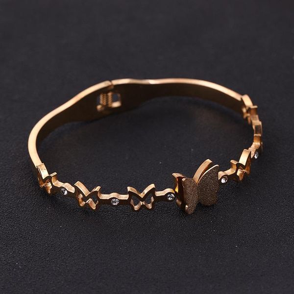 bangle romantic trend butterfly gold-plated frosted inlaid zircon stainless steel bracelet for women's party banquet jewelry gifts, Black
bangle romantic trend butterfly gold-plated frosted inlaid zircon stainless steel bracelet for women's party banquet jewelry gifts, Black