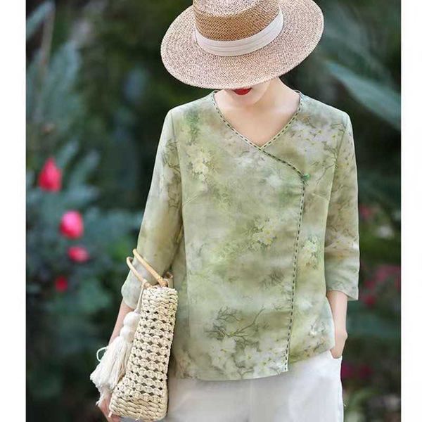 women's blouses & shirts arrival summer women loose casual three quarter sleeve v-neck blouse print cotton linen button embroidery w311, White
women's blouses & shirts arrival summer women loose casual three quarter sleeve v-neck blouse print cotton linen button embroidery w311, White