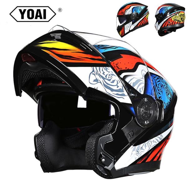 motorcycle helmets yoai helmet flip up motocross full face moto capacete casco with doublel lens
motorcycle helmets yoai helmet flip up motocross full face moto capacete casco with doublel lens