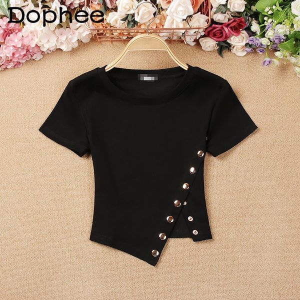 women's t-shirt 2021 personalized irregular slim fit slimming high waist short sleeve crop femme summer cotton tshirts, White
women's t-shirt 2021 personalized irregular slim fit slimming high waist short sleeve crop femme summer cotton tshirts, White