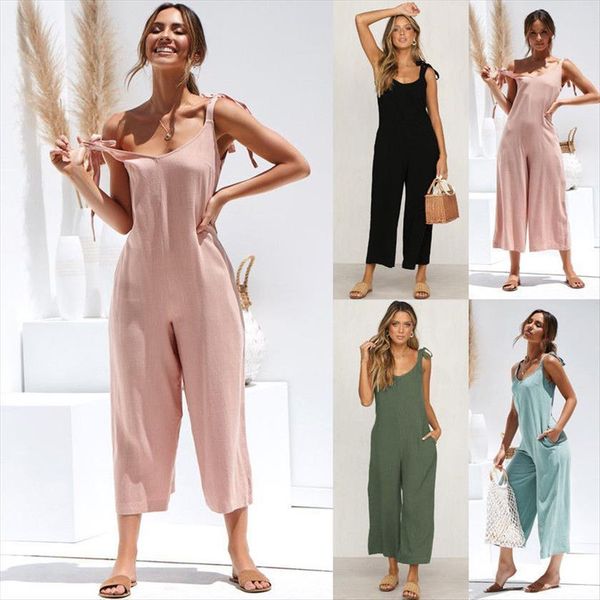 sleeveless cotton linen loose womens jumpsuits wide leg overall long trousers pant summer casual leotard fashion, Black;white
sleeveless cotton linen loose womens jumpsuits wide leg overall long trousers pant summer casual leotard fashion, Black;white