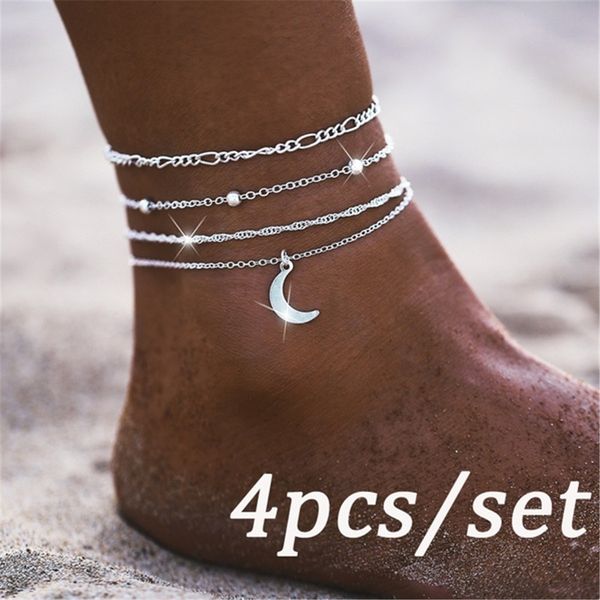 women multi layer moon anklets barefoot crochet sandals foot chain jewelry ankle foot anklets bracelets for women leg chain, Red;blue
women multi layer moon anklets barefoot crochet sandals foot chain jewelry ankle foot anklets bracelets for women leg chain, Red;blue