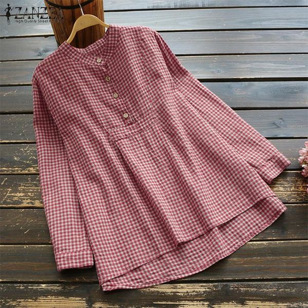 women's blouses & shirts zanzea plus size 5xl women blouse check plaid loose 2021 spring ladies casual o neck buttons work ol blusas c, White
women's blouses & shirts zanzea plus size 5xl women blouse check plaid loose 2021 spring ladies casual o neck buttons work ol blusas c, White