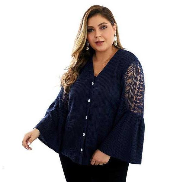 women's blouses & shirts plus size womon blouse solid color hollow out flare sleeve knitting 20fw women clo ihj8, White
women's blouses & shirts plus size womon blouse solid color hollow out flare sleeve knitting 20fw women clo ihj8, White