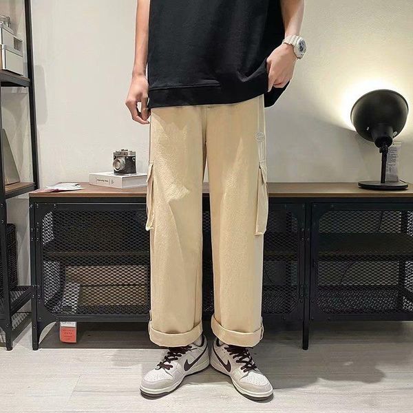 men's pants cotton cargo men fashion retro multi-pocket casual streetwear loose hip-hop wide-leg straight trousers, Black
men's pants cotton cargo men fashion retro multi-pocket casual streetwear loose hip-hop wide-leg straight trousers, Black