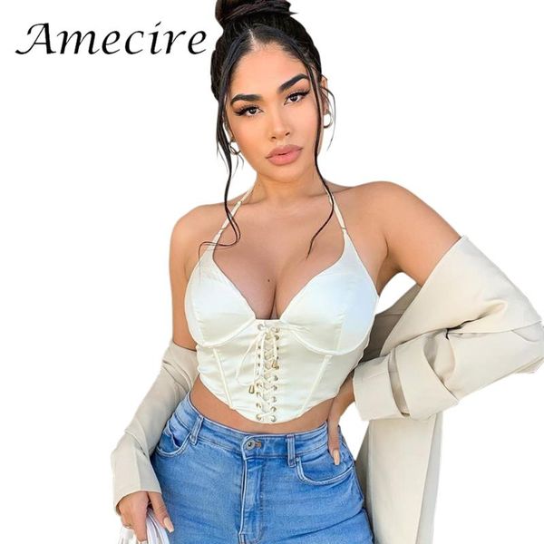 women's tanks & camis amecire summer corset crop lovely halter tie up padded boned bustier party 2021 fashion casual streetwear women c, White
women's tanks & camis amecire summer corset crop lovely halter tie up padded boned bustier party 2021 fashion casual streetwear women c, White