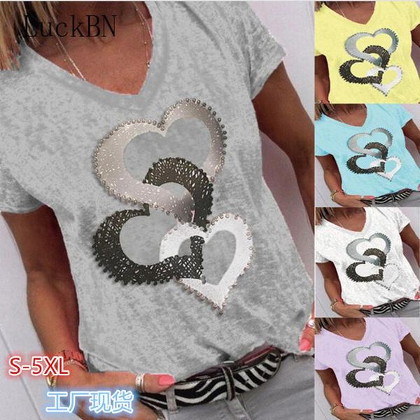 women's t-shirt 2021 women summer t shirt heart print loose short sleeve v-neck fashion casual female streetwear plus size tees, White
women's t-shirt 2021 women summer t shirt heart print loose short sleeve v-neck fashion casual female streetwear plus size tees, White