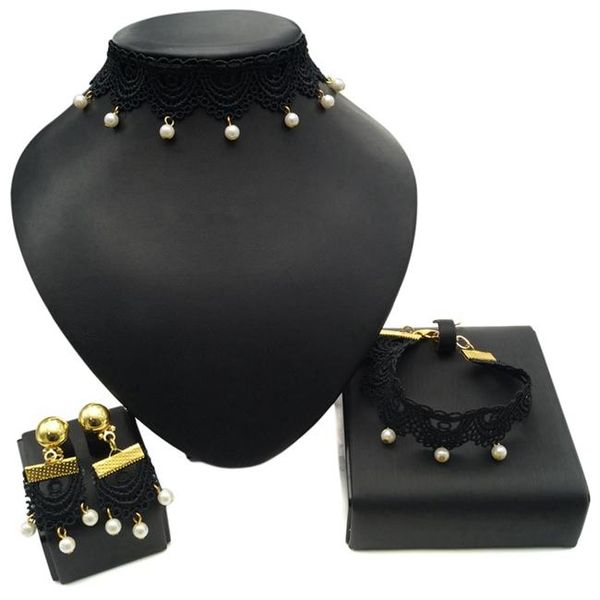 earrings & necklace yulaili trendy beautiful exquisite wedding two jewelry set black lace decoration and samll beads, Silver
earrings & necklace yulaili trendy beautiful exquisite wedding two jewelry set black lace decoration and samll beads, Silver
