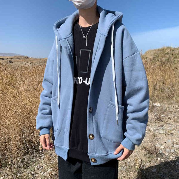 men's single breasted cardigan casual solid color hooded jackets plus thickening velvet keep warm coats 3 color outerwear 210524, Black;brown
men's single breasted cardigan casual solid color hooded jackets plus thickening velvet keep warm coats 3 color outerwear 210524, Black;brown