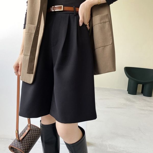 shorts women summer button knee-length black wide-leg loose drape korean-style casual womens office bf streetwear fashion simple 210603, White;black
shorts women summer button knee-length black wide-leg loose drape korean-style casual womens office bf streetwear fashion simple 210603, White;black