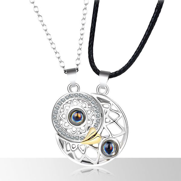 100 languages magnet necklace projection stone sun moon couple stainless steel jewelry wholesale no fading no allergy, Silver
100 languages magnet necklace projection stone sun moon couple stainless steel jewelry wholesale no fading no allergy, Silver