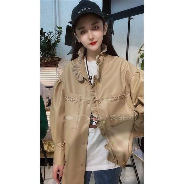 women's leather & faux 2021 spring real clothes long philippine collar genuine sheepskin coat fashion, Black
women's leather & faux 2021 spring real clothes long philippine collar genuine sheepskin coat fashion, Black