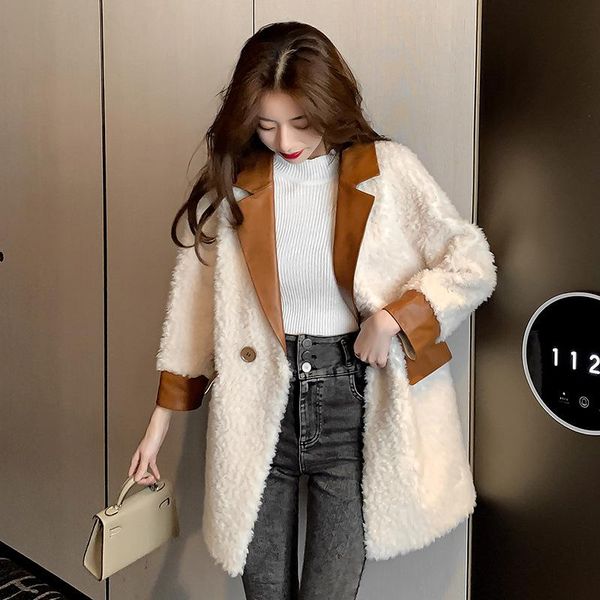 women's fur & faux 2021 winter coat female loose lapel overcoat thick warm granular cashmere suit models plush jacket coats y74, Black
women's fur & faux 2021 winter coat female loose lapel overcoat thick warm granular cashmere suit models plush jacket coats y74, Black