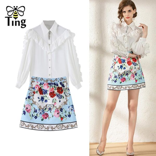 two piece dress tingfly spring casual women 2 pcs set ruffles white blouse + mini floral a line skirt fashion sets
two piece dress tingfly spring casual women 2 pcs set ruffles white blouse + mini floral a line skirt fashion sets