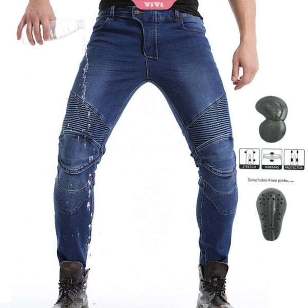 men's jeans motorcycle waterproof rain riding rain-proof and fall-proof stretch pants slim fit anti-drop with knee pads, Blue
men's jeans motorcycle waterproof rain riding rain-proof and fall-proof stretch pants slim fit anti-drop with knee pads, Blue
