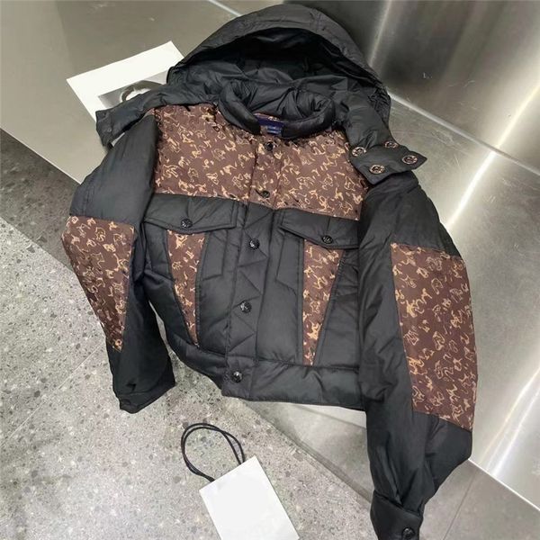 stylish detachable hood down jacket sunflower pattern printed parkas flap pocket stand collar women hooded coats, Black
stylish detachable hood down jacket sunflower pattern printed parkas flap pocket stand collar women hooded coats, Black