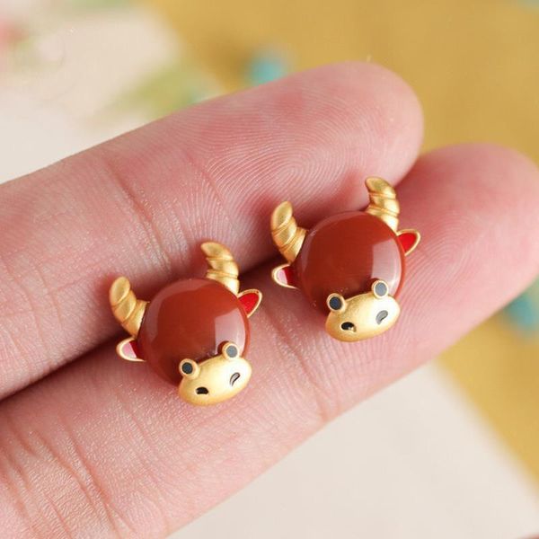 stud designer unique creative south red tourmaline zodiac bull ear studs elegant charm retro female silver jewelry, Golden;silver
stud designer unique creative south red tourmaline zodiac bull ear studs elegant charm retro female silver jewelry, Golden;silver