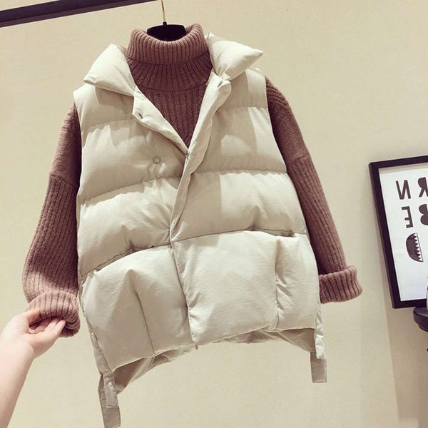 vest women's winter short spring autumn vest wear down cotton, White