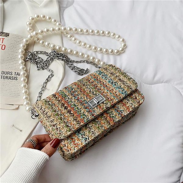 evening bags small straw flap crossbody bag 2021 summer fashion women's designer travel handbag pearl strap shoulder beach purses 
evening bags small straw flap crossbody bag 2021 summer fashion women's designer travel handbag pearl strap shoulder beach purses