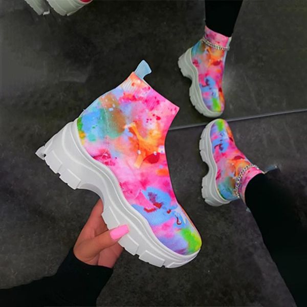 boots women platform tie-dye high casual sneakers breathable stretch colorful women's thick bottom sport running shoes, Black
boots women platform tie-dye high casual sneakers breathable stretch colorful women's thick bottom sport running shoes, Black