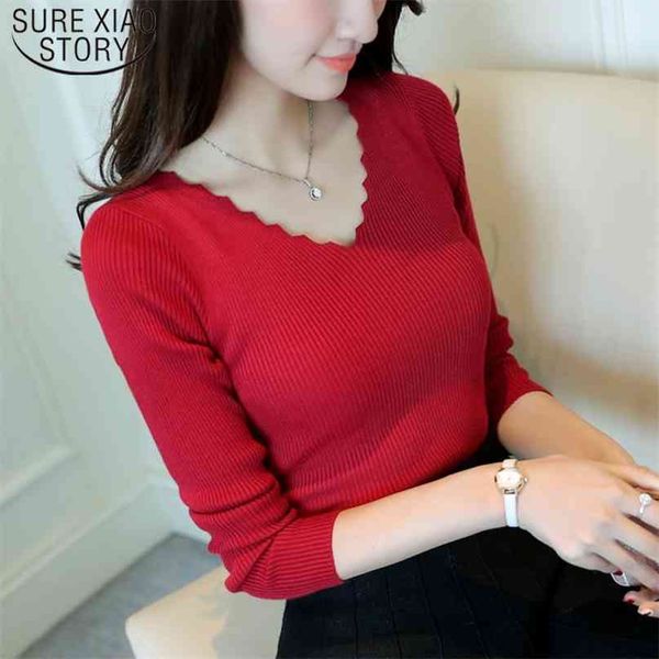 autumn long sleeve sweater women winter pullovers solid black white knitted wave cut v-neck basic office 7809 50 210908, White;black
autumn long sleeve sweater women winter pullovers solid black white knitted wave cut v-neck basic office 7809 50 210908, White;black