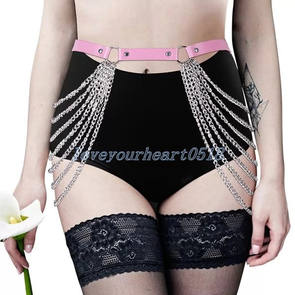 women belly chains leather harness fashion garter gothic erotic lingerie adjust waist metal chain body accessoires stockings elastic bondage, Silver
women belly chains leather harness fashion garter gothic erotic lingerie adjust waist metal chain body accessoires stockings elastic bondage, Silver