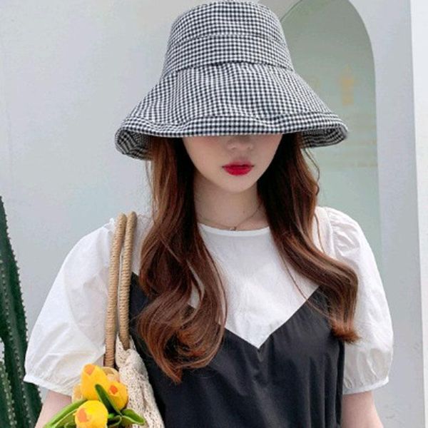 wide brim hats bucket fishermanhat summer for women outdoor sunshade sun protection foldable short plaid sunhat female breathable, Blue;gray
wide brim hats bucket fishermanhat summer for women outdoor sunshade sun protection foldable short plaid sunhat female breathable, Blue;gray
