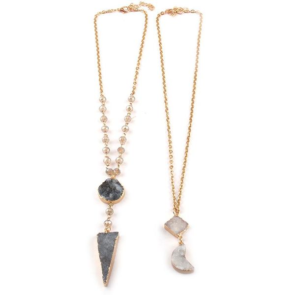 fashion druzy link pendant necklaces chokers, Golden;silver