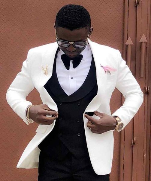 men's suits & blazers fashion wedding male suit shawl lapel white jacket with black vest for trajes para hombre slim groom custom made, White;black
men's suits & blazers fashion wedding male suit shawl lapel white jacket with black vest for trajes para hombre slim groom custom made, White;black