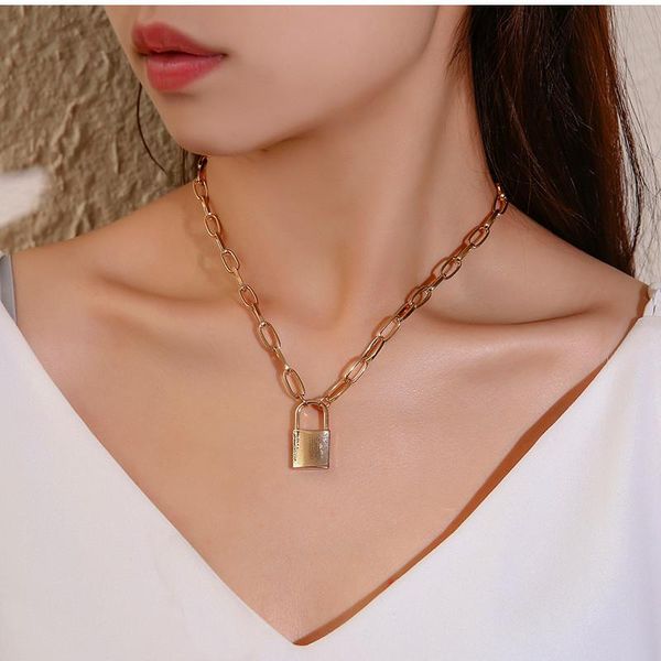 chains european and american cross-border accessories simple lock necklace female punk metal choker street hip hop retor style, Silver
chains european and american cross-border accessories simple lock necklace female punk metal choker street hip hop retor style, Silver