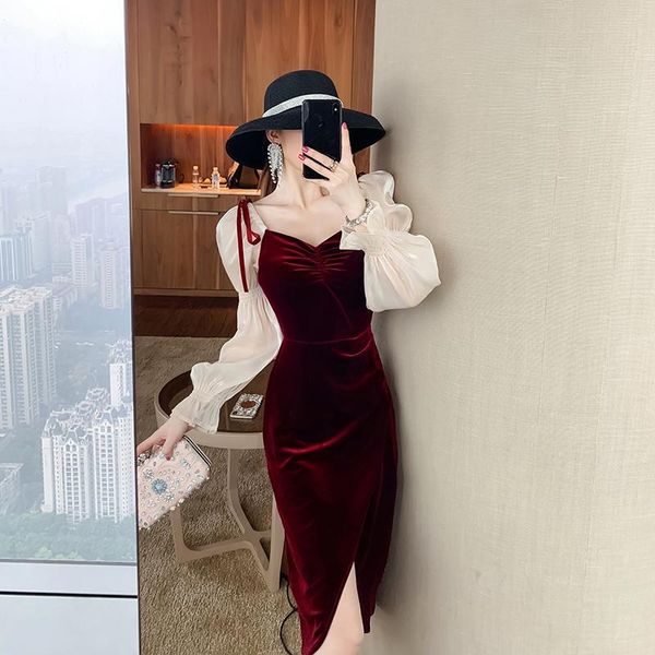casual dresses for women fall women's clothing vintage low-cut light luxury noble temperament velvet puff sleeve red dress, Black;gray
casual dresses for women fall women's clothing vintage low-cut light luxury noble temperament velvet puff sleeve red dress, Black;gray
