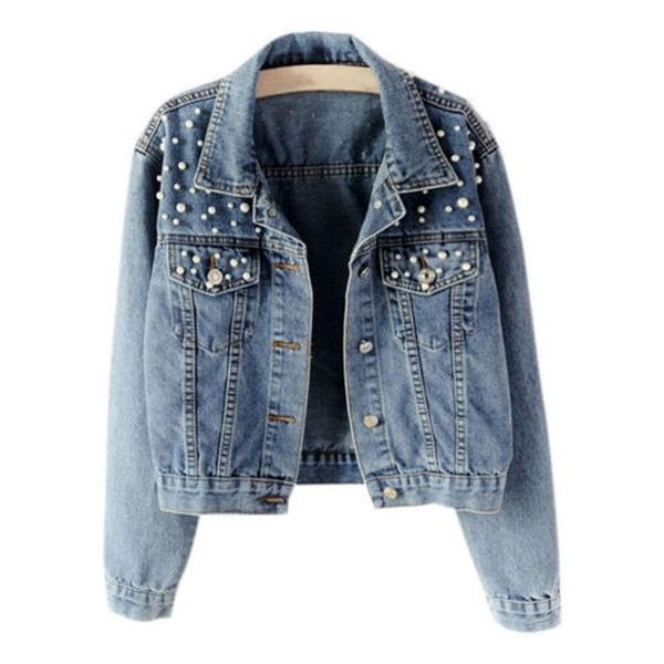 women's jackets womens beaded denim jacket casual pocket buttons biker short coat outwear, Black;brown
women's jackets womens beaded denim jacket casual pocket buttons biker short coat outwear, Black;brown