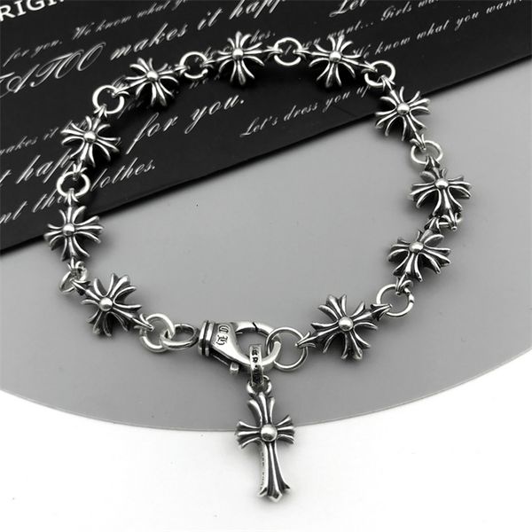 925 sier ch crosin personalized cross sterling sier bracelet men's women's hip hop fashion brand thai sier bracelet, Silver
925 sier ch crosin personalized cross sterling sier bracelet men's women's hip hop fashion brand thai sier bracelet, Silver