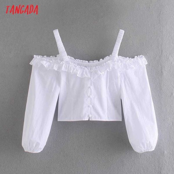 tangada women retro white ruffles off shoulder crop shirt autumn chic female shirt 2w111 210609
tangada women retro white ruffles off shoulder crop shirt autumn chic female shirt 2w111 210609