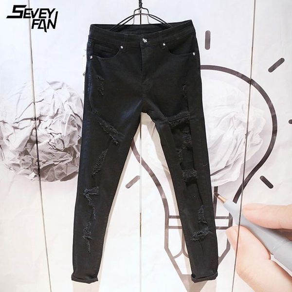 men's jeans fashion hole pants hi street harajuku black slim ripped pencil denim cotton casual cowboy clothes, Blue
men's jeans fashion hole pants hi street harajuku black slim ripped pencil denim cotton casual cowboy clothes, Blue